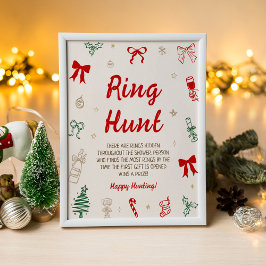 Christmas Bridal Shower Ring Hunt Game Poster