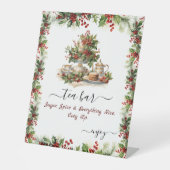 Christmas Bridal Shower Tea party Bar Reclamebord Met Voetstuk (Voorkant)