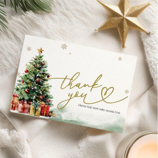 Christmas Bridal Shower Thank You Card Kaart