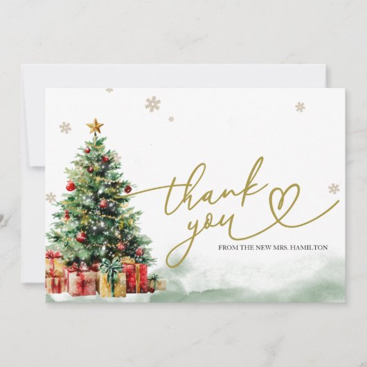 Christmas Bridal Shower Thank You Card Kaart (Voorkant)
