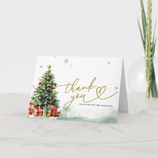 Christmas Bridal Shower Thank You Card Kaart (Voorkant)