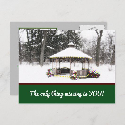 CHRISTMAS BRIEFKAART, "HET ENIGE DAT VERMIST IS JI FEESTDAGENKAART (Voorkant / Achterkant)