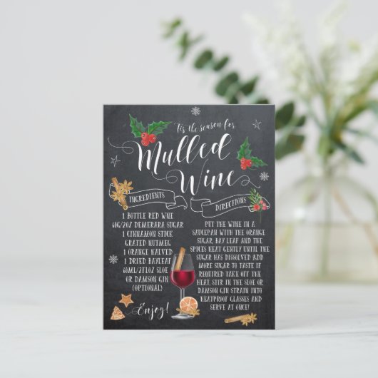 Christmas briefkaart Mulled Wine Chalkboard (Staand voorkant)