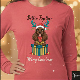 Christmas Brown Cocker Spaniel Gift Graphic Tri-Blend Shirt