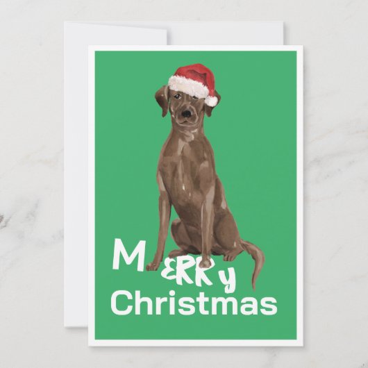 Christmas Brown Labrador Dog Merry Wenskaart (Voorkant)
