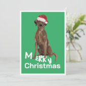 Christmas Brown Labrador Dog Merry Wenskaart (Staand voorkant)