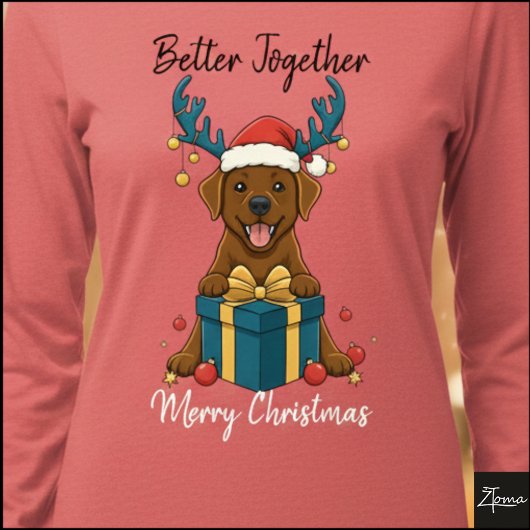 Christmas Brown Labrador Gift Graphic Reindeer Tri-Blend Shirt