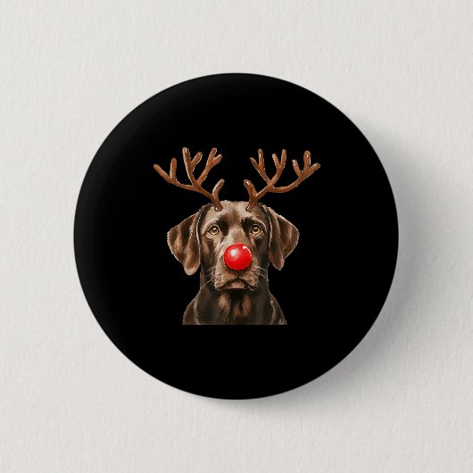 Christmas Brown Labrador Retriever Reindeer Dog Lo Ronde Button 5,7 Cm (Voorkant)