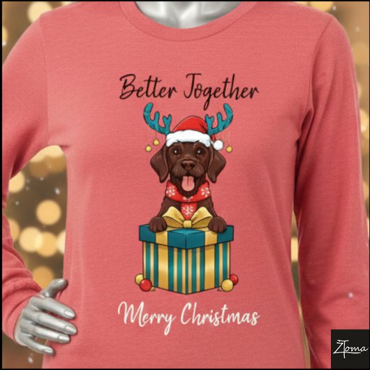 Christmas Brown Pointer Reindeer Gift Graphic Tri-Blend Shirt