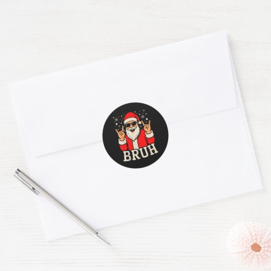 Christmas Bruh Meme Funny Santa Claus Teen Boys Ki Ronde Sticker (Envelop)