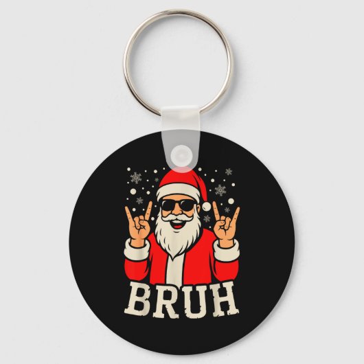 Christmas Bruh Meme Funny Santa Claus Teen Boys Ki Sleutelhanger (Voorkant)