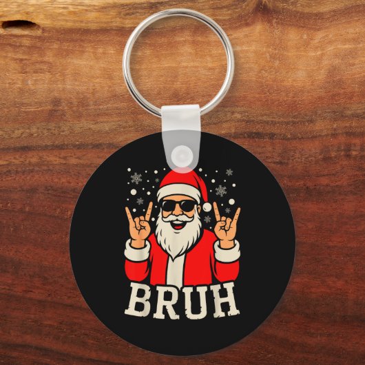 Christmas Bruh Meme Funny Santa Claus Teen Boys Ki Sleutelhanger (Voorkant)