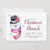 Christmas Brunch Schattigee Waterverf Snowman Scri Kaart (Voorkant)