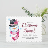 Christmas Brunch Schattigee Waterverf Snowman Scri Kaart (Staand voorkant)