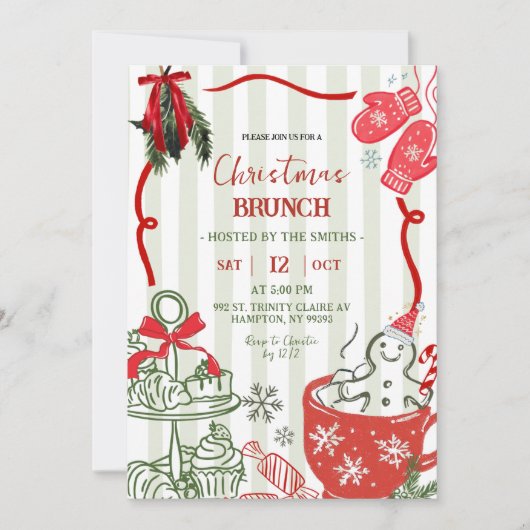 Christmas Brunch Scribble Hand Drawn Kaart (Voorkant)