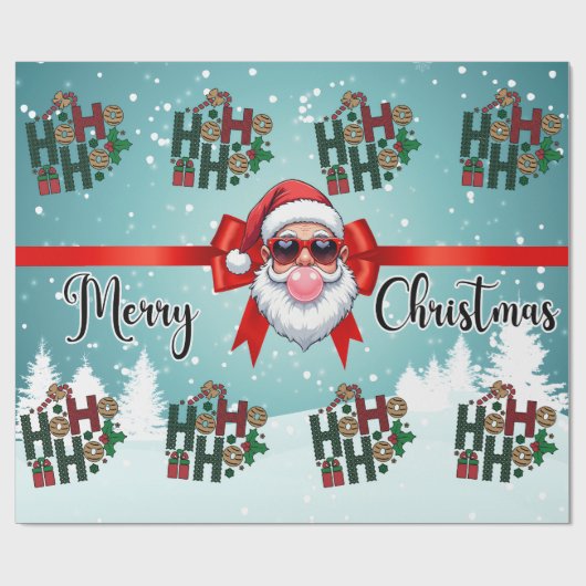 Christmas Bubblegum Santa Wrapping Paper Cadeaupapier (Vlak)