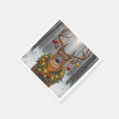Christmas Buck Wearing a Glowing Wreath Servet (Hoek)