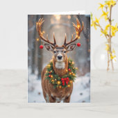 Christmas Buck With a Glowing Wreath Kaart (Gele Bloem)