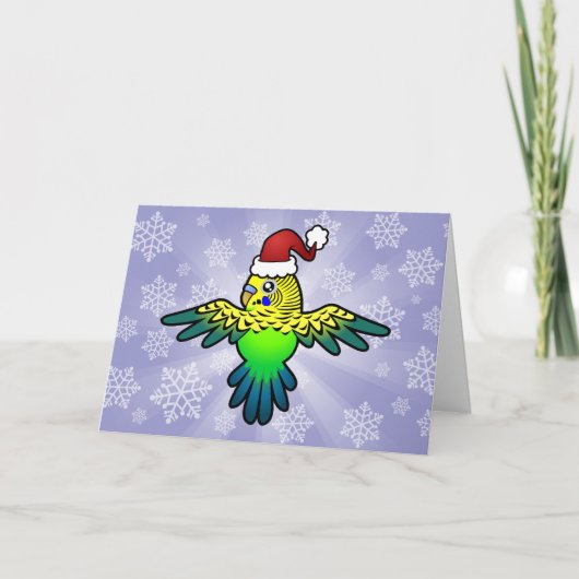 Christmas Budgie Feestdagen Kaart (Voorkant)