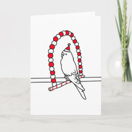 Christmas Budgie Moderne en minimalistische lijnku Kaart