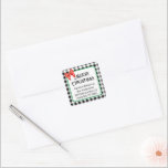 Christmas Buffalo Check Patroon Adres Stickers<br><div class="desc">Vrolijk kerstfeest in een modern decoratief lettertype, zwart-witte buffel patroonrand met ingelijste naam en adres en rode strik, versier deze sticker van het vakantieplein. Gedrukt in levendige full colour op glanzend papier; mat is ook beschikbaar. Eenvoudig naam- en adrestekst wijzigen met behulp van de verstrekte Sjabloon. Twintig 1, 5-inch stickers...</div>