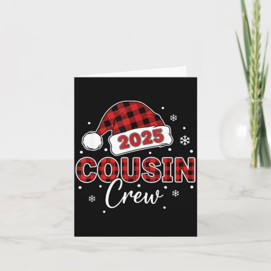 Christmas Buffalo Plaid 2025 Cousin Crew Santa Hat Kaart (Voorkant)