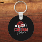 Christmas Buffalo Plaid 2025 Cousin Crew Santa Hat Sleutelhanger (Voorkant)