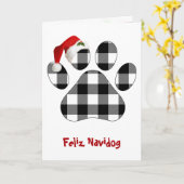 Christmas Buffalo Plaid Dog Paw Print and Hat Kaart (Gele Bloem)