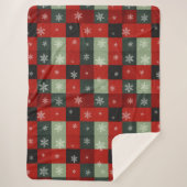 Christmas Buffalo Plaid Snowflakes Red Green Sherpa Deken (Voorkant)