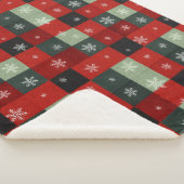 Christmas Buffalo Plaid Snowflakes Red Green Sherpa Deken (3/4)