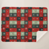 Christmas Buffalo Plaid Snowflakes Red Green Sherpa Deken (Voorkant (horizontaal))