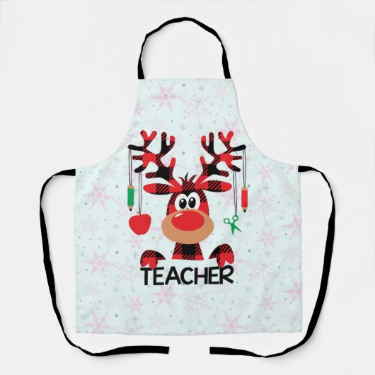 Christmas Buffalo Plaid Teacher Schort (Voorkant)