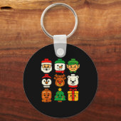 Christmas Building Brick Santa Elf Snowman Xmas Bo Sleutelhanger (Voorkant)