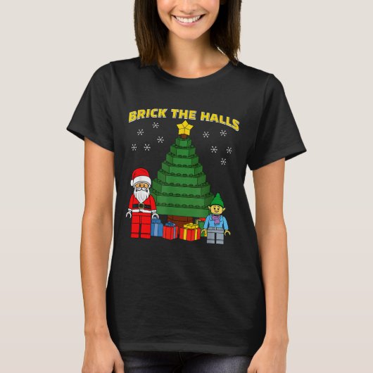 Christmas Building Bricks Brick The Halls Block Bu T-shirt (Voorkant)