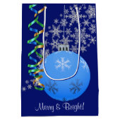 Christmas Bulb Snowflake Blue Medium Cadeauzakje (Achterkant)