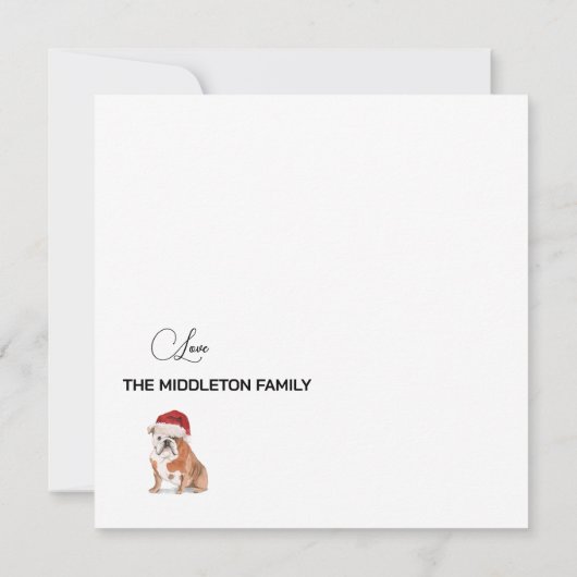 Christmas Bull Dog Merry Wenskaart (Achterkant)