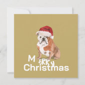 Christmas Bull Dog Merry Wenskaart (Voorkant)