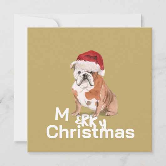 Christmas Bull Dog Merry Wenskaart (Voorkant)
