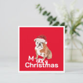 Christmas Bull Dog Merry Wenskaart (Staand voorkant)