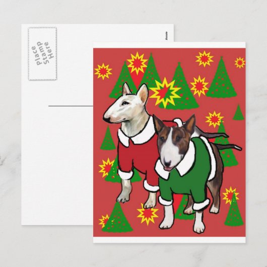 Christmas Bull Terrier Feestdagenkaart (Voorkant / Achterkant)