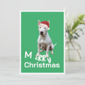 Christmas Bull Terrier Hond Vrolijk Wenskaart (Staand voorkant)