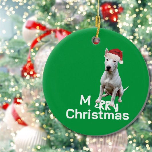 Christmas Bull Terrier Hond Vrolijke Groet Keramisch Ornament