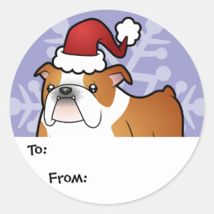 Christmas Bulldog Gift Labels