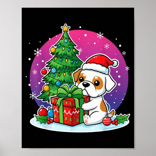 Christmas Bulldog Santa Hat Xmas Bulldog Lover Men Poster (Voorkant)