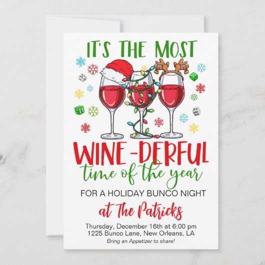 Christmas Bunco Night Party Kaart (Voorkant)