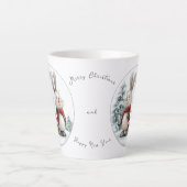 Christmas Bunny and gift, personalized Latte Mok (Voorkant)