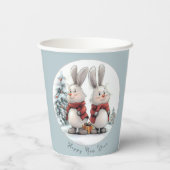 Christmas Bunny and gift, personalized Papieren Bekers (Achterkant)