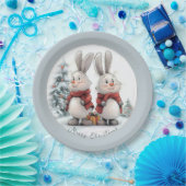 Christmas Bunny and gift, personalized Papieren Bordje (Feest)