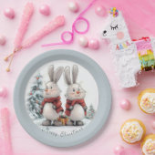 Christmas Bunny and gift, personalized Papieren Bordje (Feest)