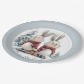 Christmas Bunny and gift, personalized Papieren Bordje (Gekanteld)
